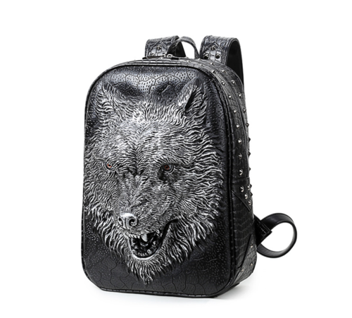 3D Wolf Head Korean Edition Backpack