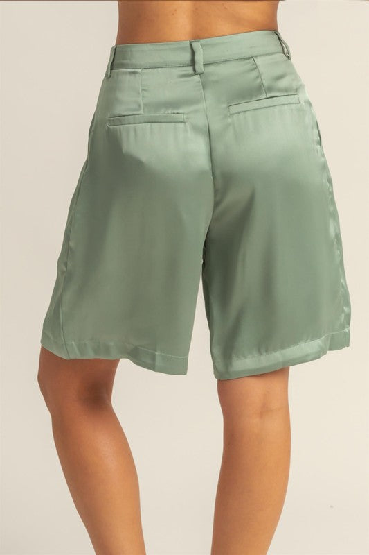 Image of Hyfve High Waist Pleated Satin Shorts 1740381023 from Edmene LLC