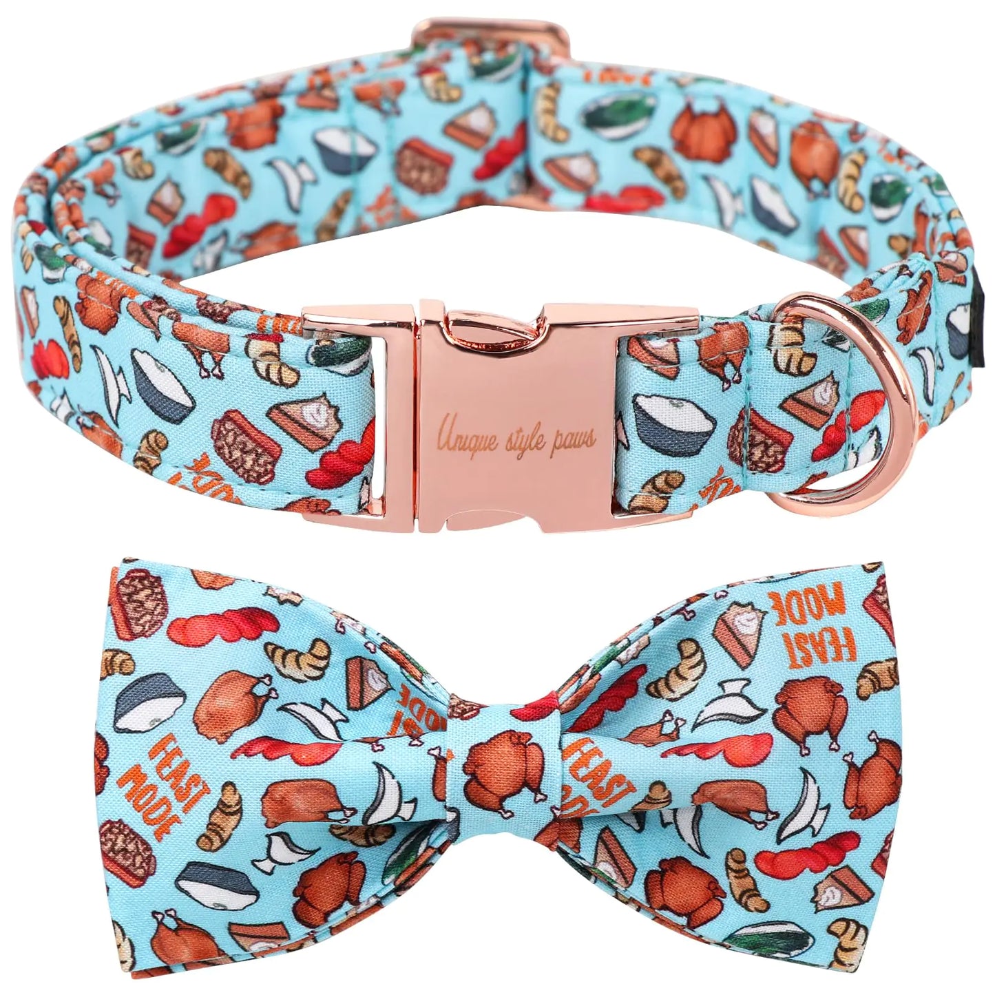 Unique Style Paws Thanksgiving Day Dog Collar with Bow Turkey Cotton Dog Collars for Small Medium Large Dogs 2024New