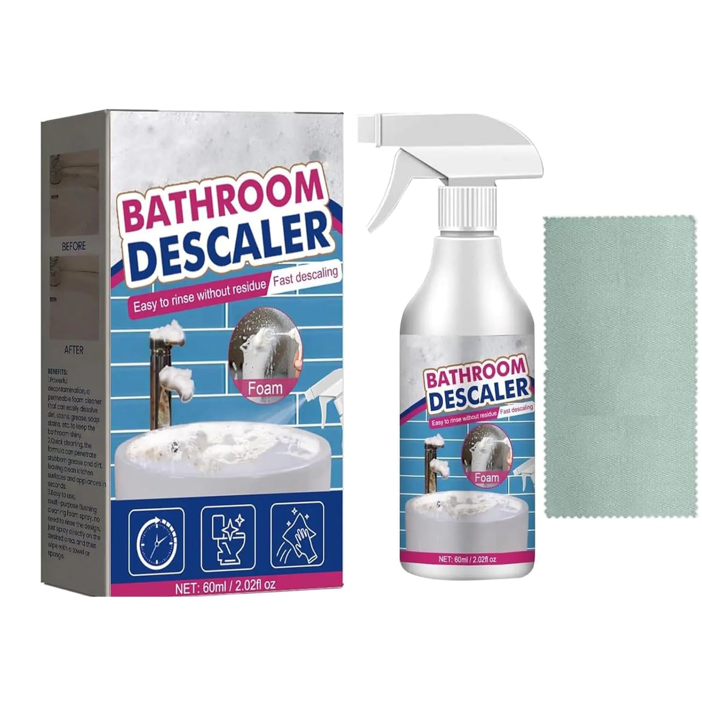 Bathroom Descaler Spray Stubborn Stains Cleaner Multipurpose Bathroom Foam Cleaner 2024 New Bathroom Descaler Cleaner Powerful Descaling Cleaning Agent for Bathtub Glass