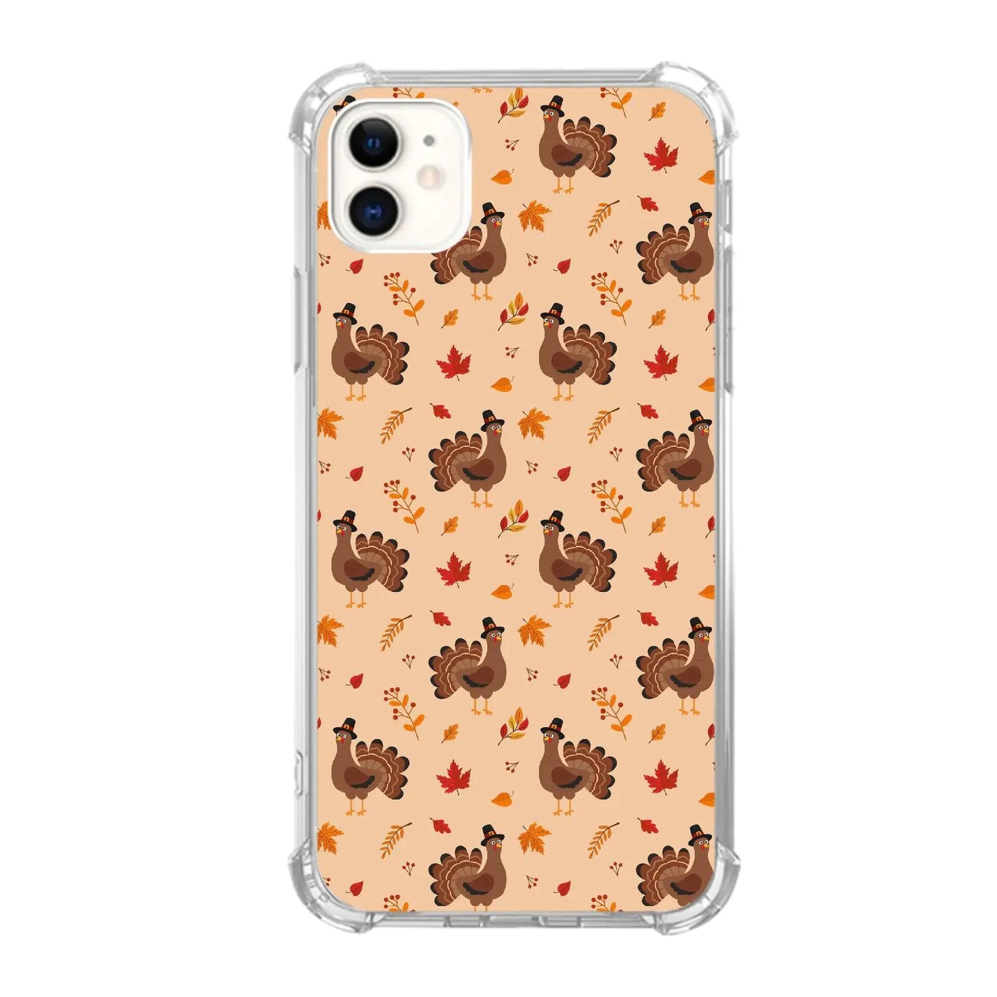 Thanksgiving Turkey Autumn Leaves Phone Case Compatible with iPhone 12/iPhone 12 Pro,Cute Turkey Trendy Cool Teen Girl Boy Case for iPhone 12/iPhone 12 ProShockproof TPU Bumper Protective Cover Case
