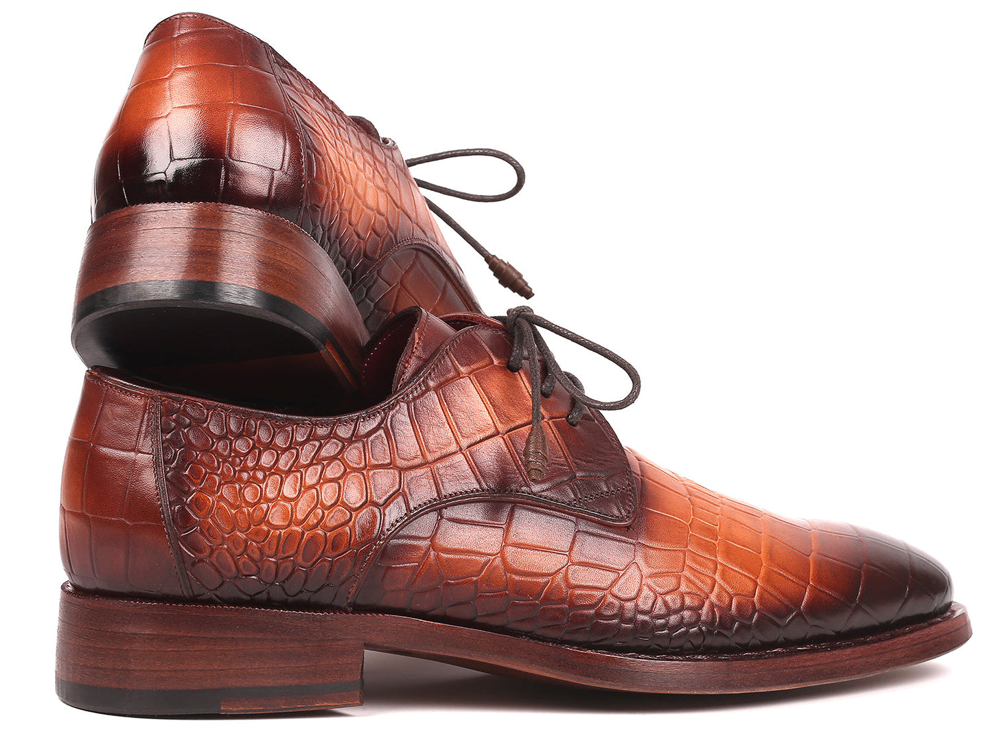 Image of Paul Parkman Brown Crocodile Embossed Calfskin Goodyear Welted Derby Shoes Id 5286Brw 106858732 from Edmene LLC