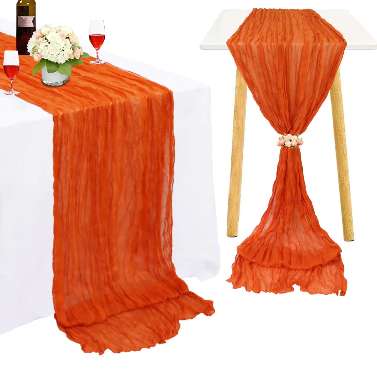 Orange Cheesecloth Table Runner Wedding Gauze Table Runner Rectangle 10FT Fall Table Runner Burnt Orange Cheese Cloths Halloween Cheesecloth Table Runners for Thanksgiving Day Birthday Decoration