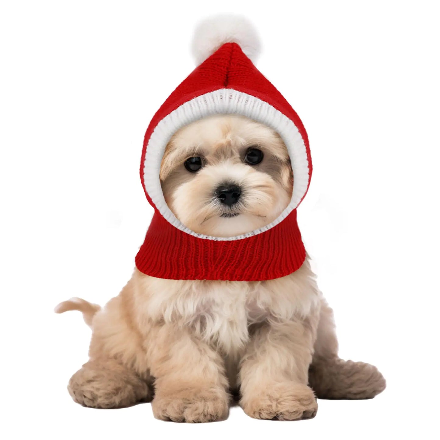 Christmas Pet Hat Red Christmas Knitted Cat Hat Warm Winter Santa Dog Hat Neck Ear Warmer Headband Protector Costume Christmas Headwear for Pet Christmas Outfit Decoration (S)