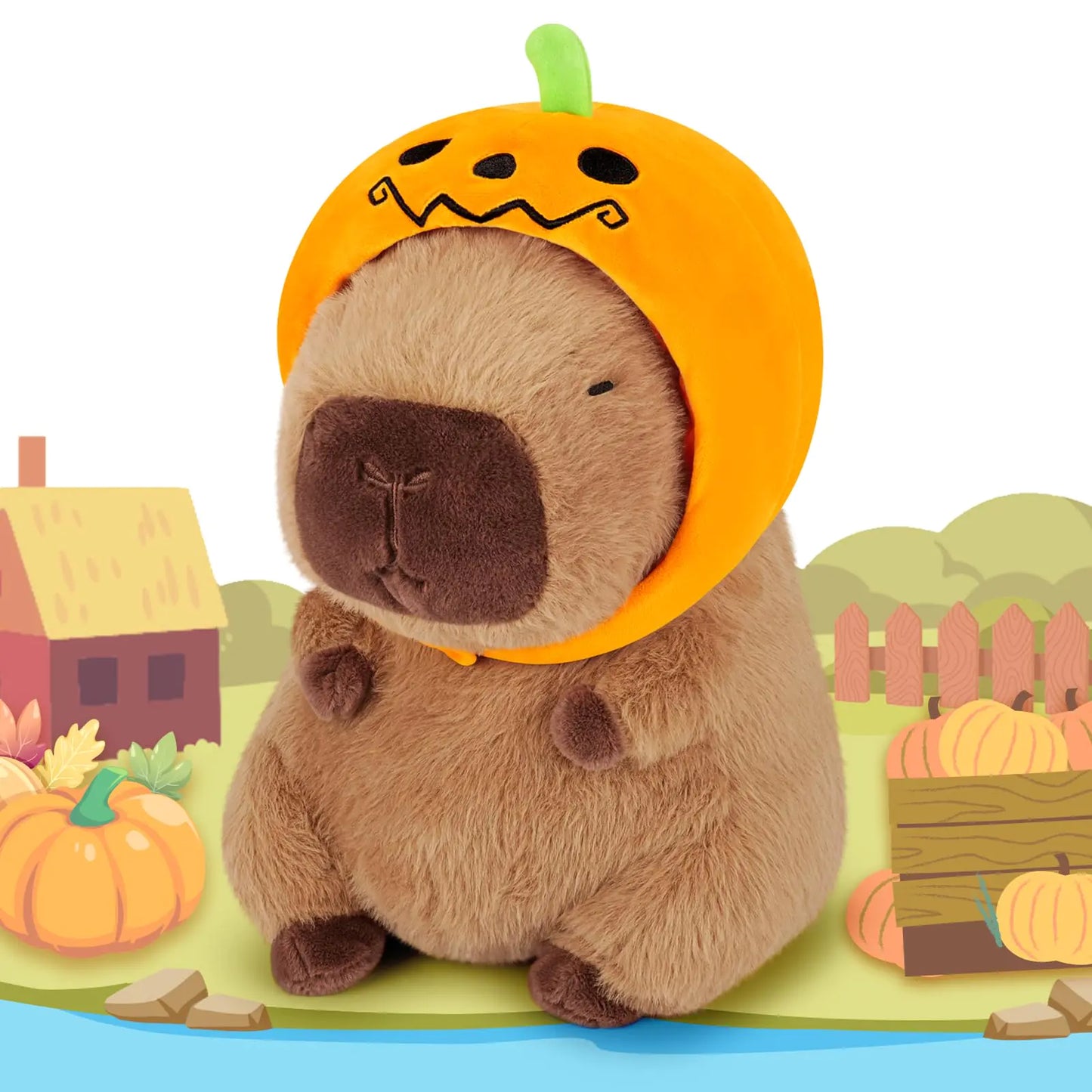 Achwishap Capybara PlushCute Plushies Thanksgiving Capybara Stuffed AnimalCapybara Plush ToysKawaii Plush Stuffed Toy with Pumpkin Hat Plushie Gift for Kids Adults(Capybara with Pumpkin Hat16”)