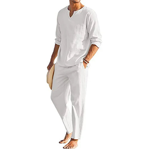 Image of Casual Cotton Linen Two Piece Men Set 51614143 from Edmene LLC
