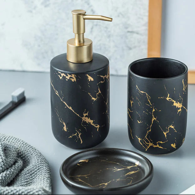 Nordic Luxury Marble Ceramic Bathroom Set (5 Pieces)