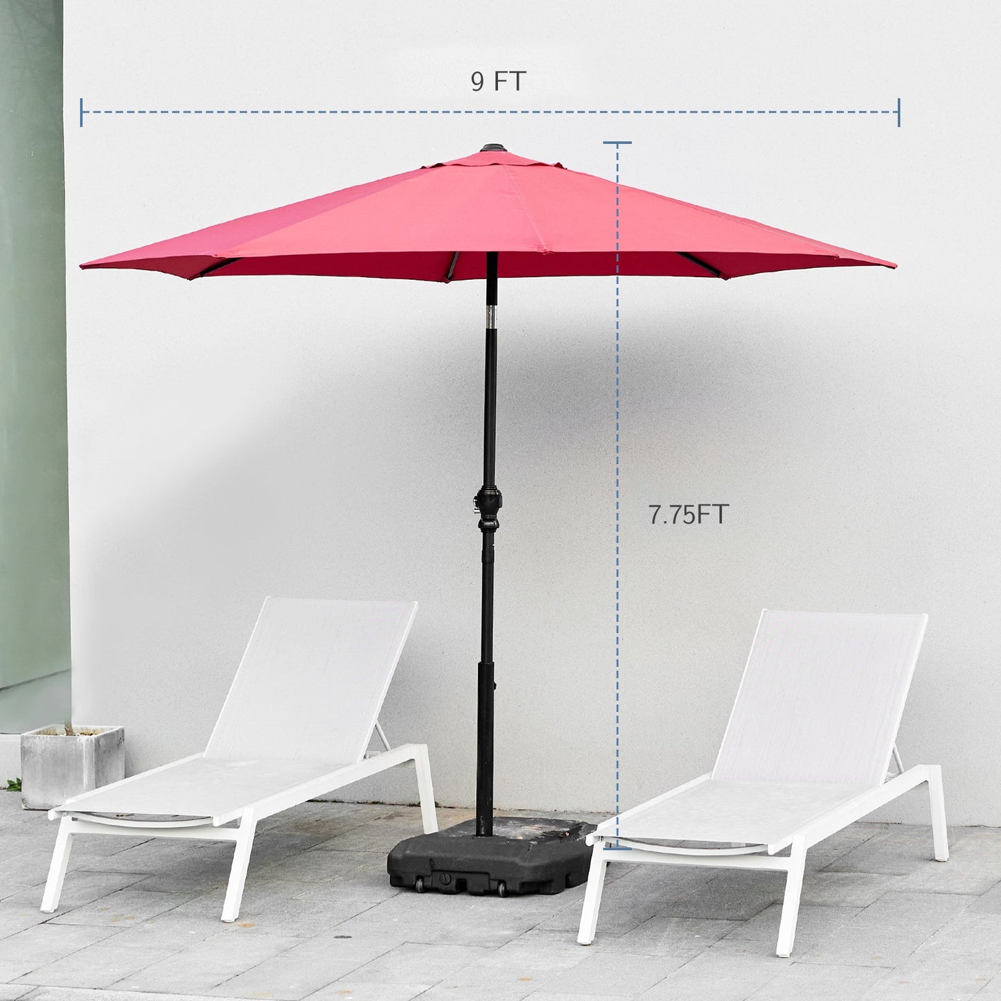 9 foot outdoor patio umbrella with button tilt and crank, Outdoor