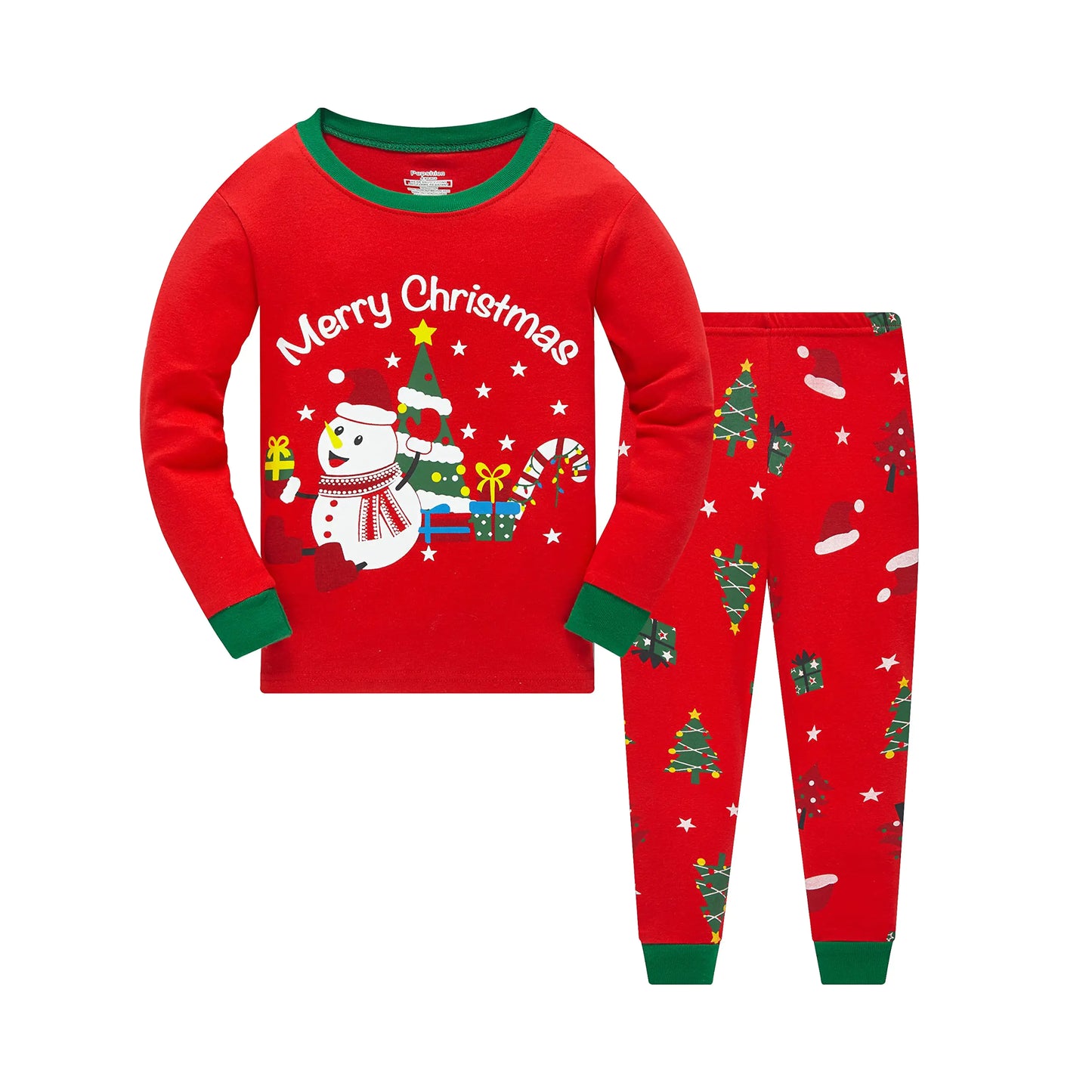 Akyzic Little Boys Girls Merry Christmas Pajamas Sets for Baby Boys Christmas Tree Snowman Gift Sleepwear Kids Toddler Boys Long Sleeve Winter PJS Clothes snowman and tree-6560-7T