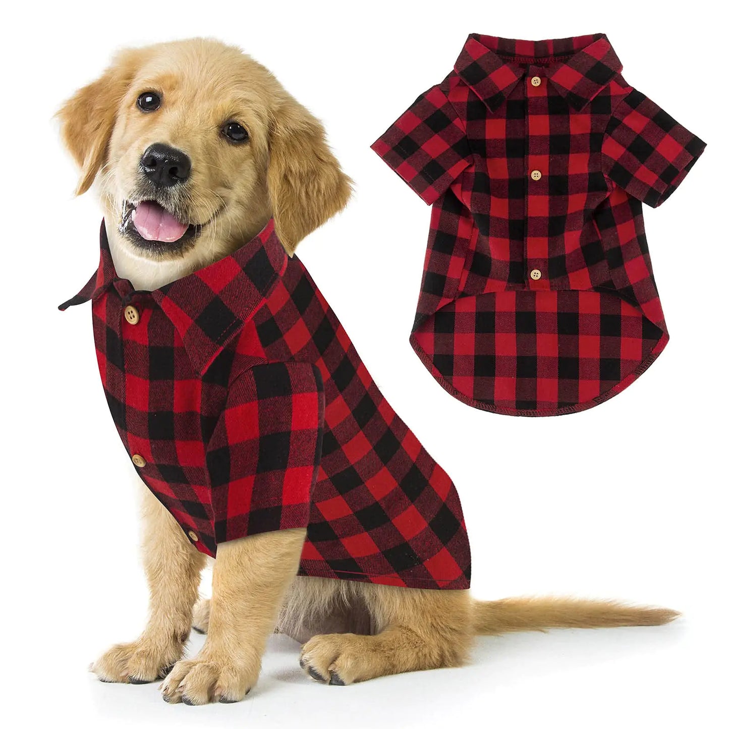 Plaid Dog Shirt Red Buffalo Dog Outfit Soft Casual Dog Clothes for Small Medium Large Dogs Puppy Cats Halloween Thanksgiving Christmas Costumes(XL)
