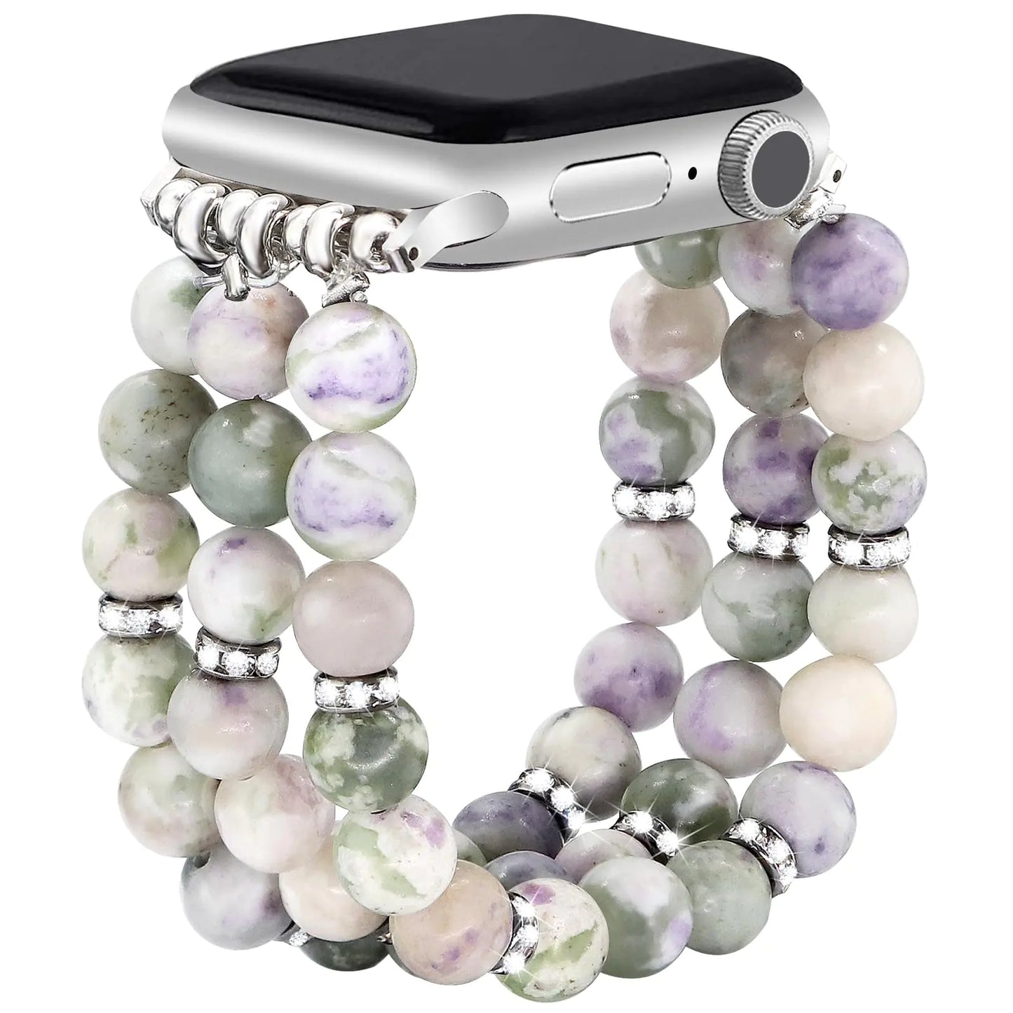 JR.DM Natural Stone Beaded-Bands Compatible with Apple Watch Series 9 8 7 6 5 4 3 2 1 Stretch Handmade Bracelet Watch Bands Fancy Boho Elastic Strap for iWatch 38/40/41mm Women Thanksgiving Day Gift