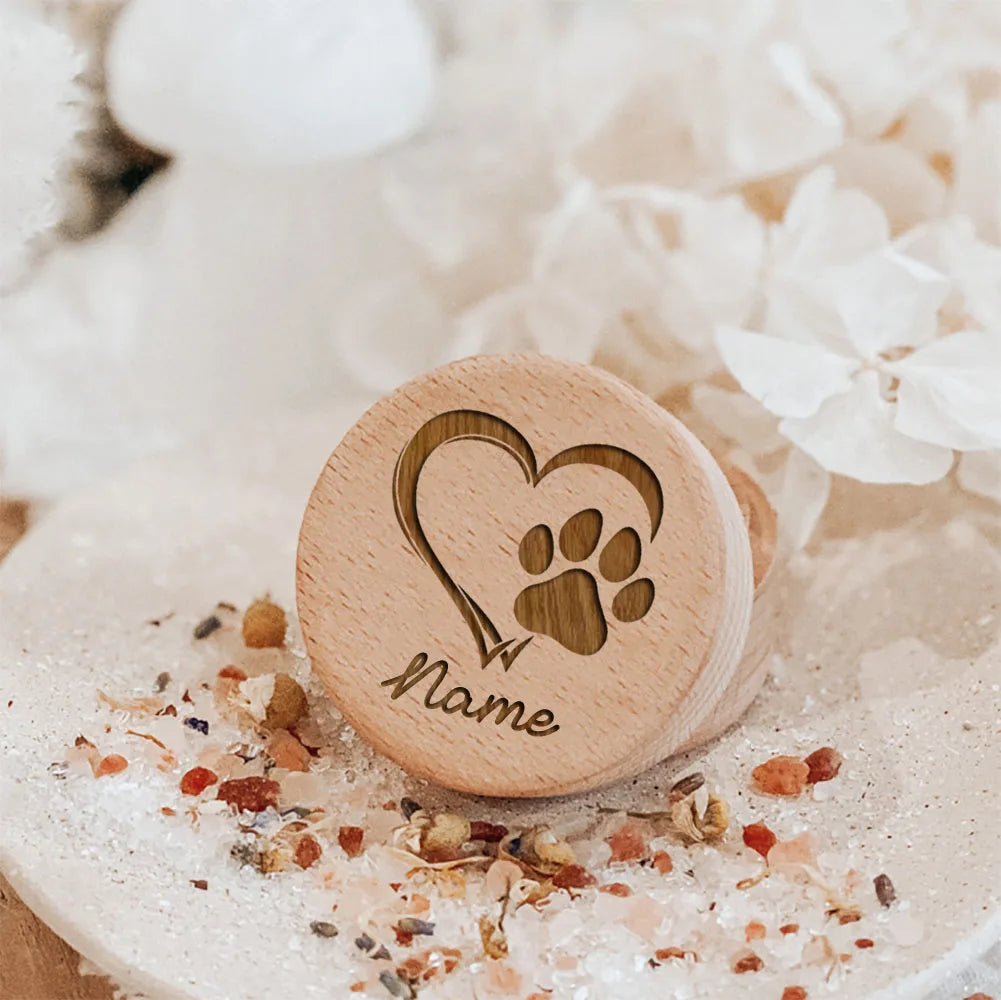 Image of Personalized Custom Name Wooden Carving Pet Hair Storage Box Pet Supplies Dog Save Teeth Memorial Boxes Pet Lost Memorial Gifts from Edmene LLC
