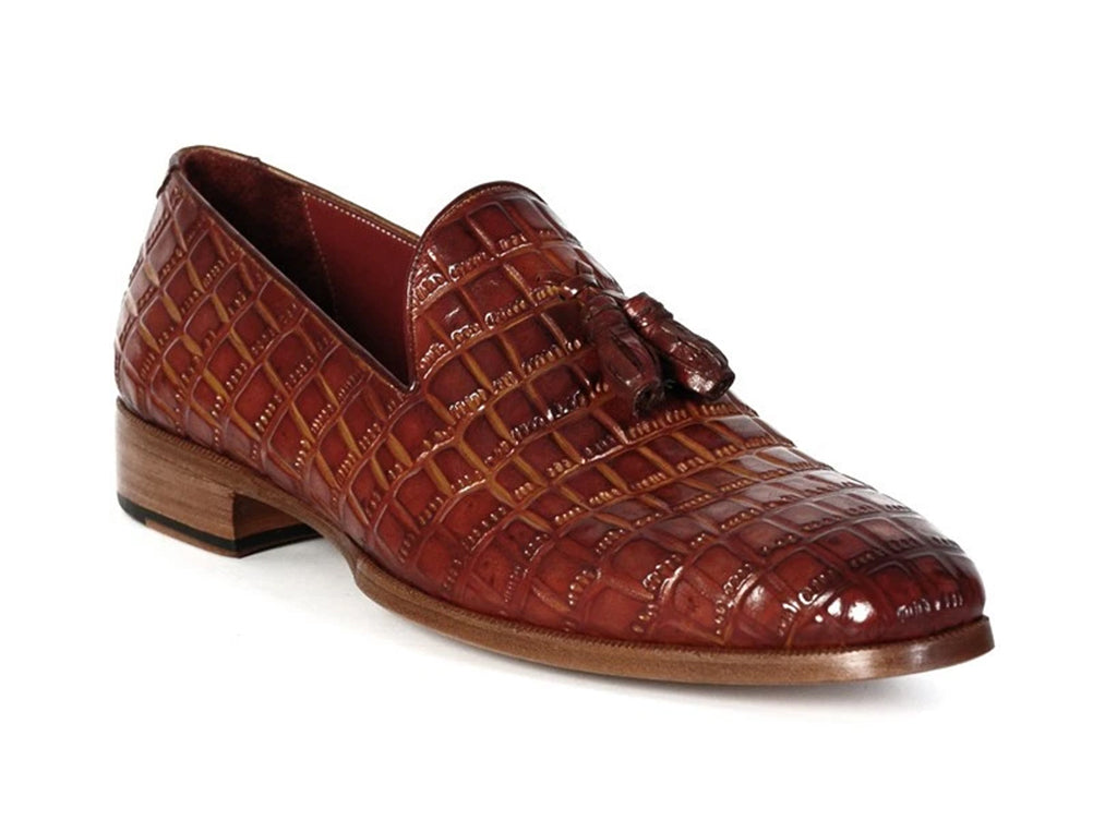 Image of Paul Parkman Mens Brown Crocodile Embossed Calfskin Tassel Loafer Id 0823 Brw 562386812 from Edmene LLC