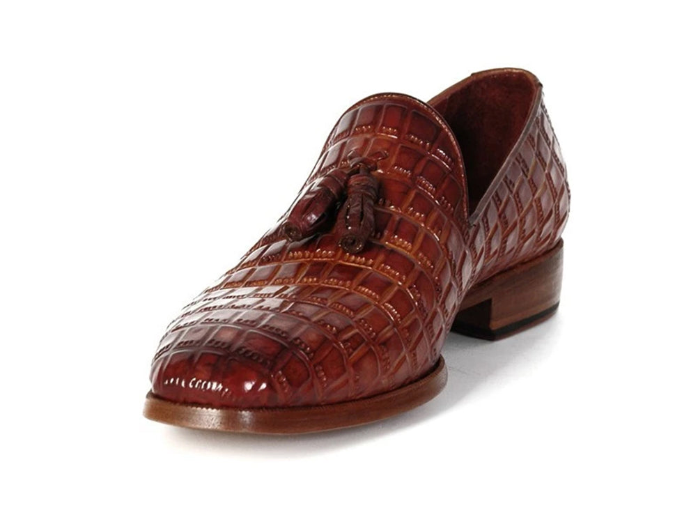 Image of Paul Parkman Mens Brown Crocodile Embossed Calfskin Tassel Loafer Id 0823 Brw 562386812 from Edmene LLC