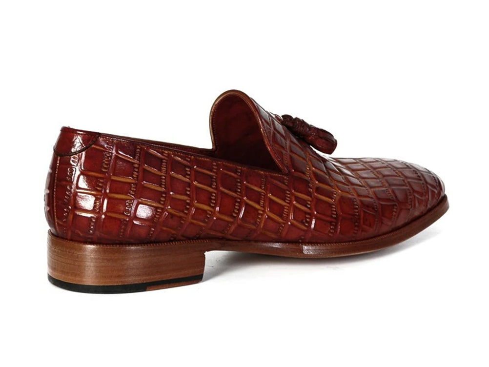 Image of Paul Parkman Mens Brown Crocodile Embossed Calfskin Tassel Loafer Id 0823 Brw 562386812 from Edmene LLC