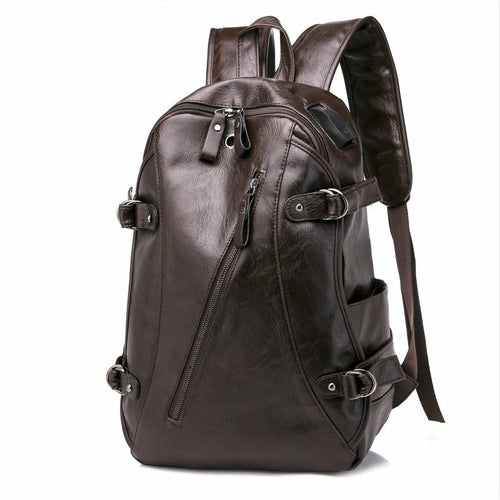 Leisure PU Large Capacity Backpack For Men And Women