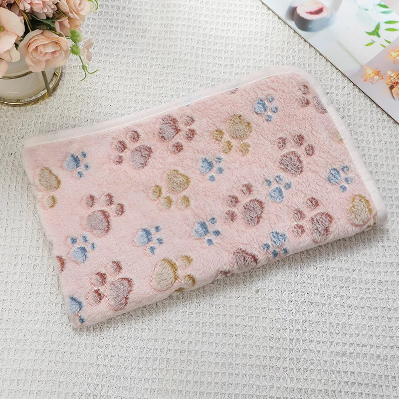 Image of Pet Blanket Flannel Cute Dog Paw Print Pattern Warm And Comfortable Soft Cozy Blanket Mat For Dogs Cats Puppies Kittens Home Use from Edmene LLC