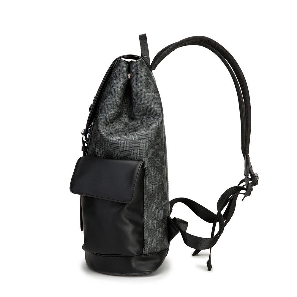 Men's Black Leather Travel Backpack