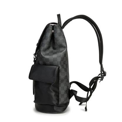 Men's Black Leather Travel Backpack