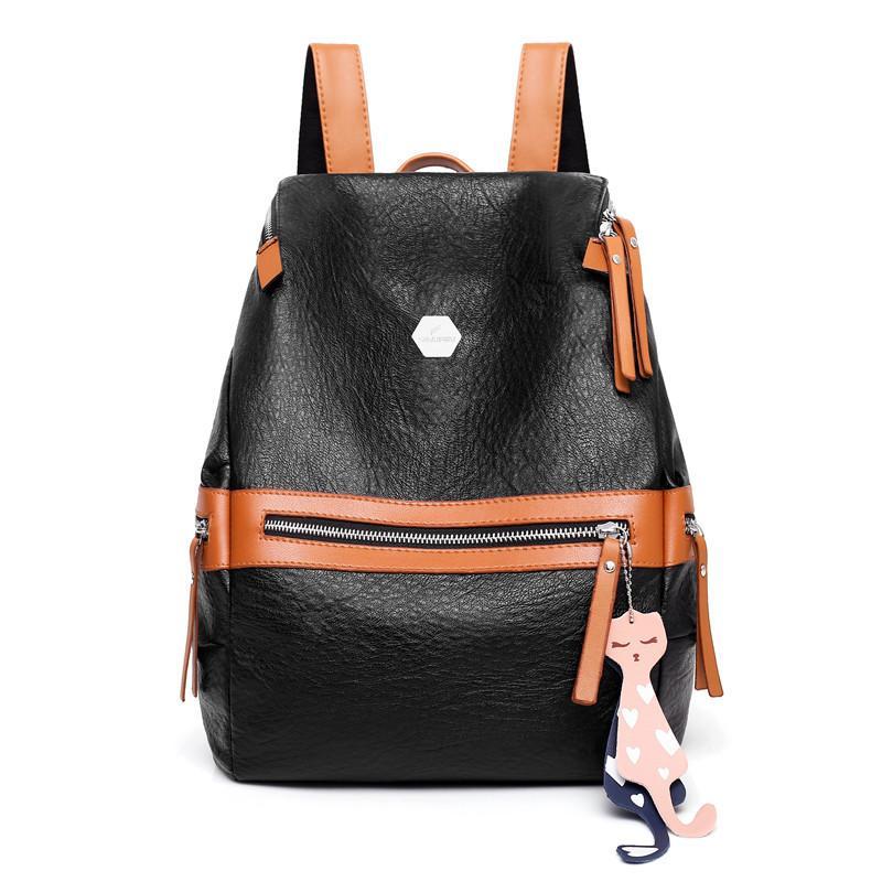 Large Capacity Soft PU Leather Travel Backpack