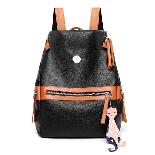 Large Capacity Soft PU Leather Travel Backpack