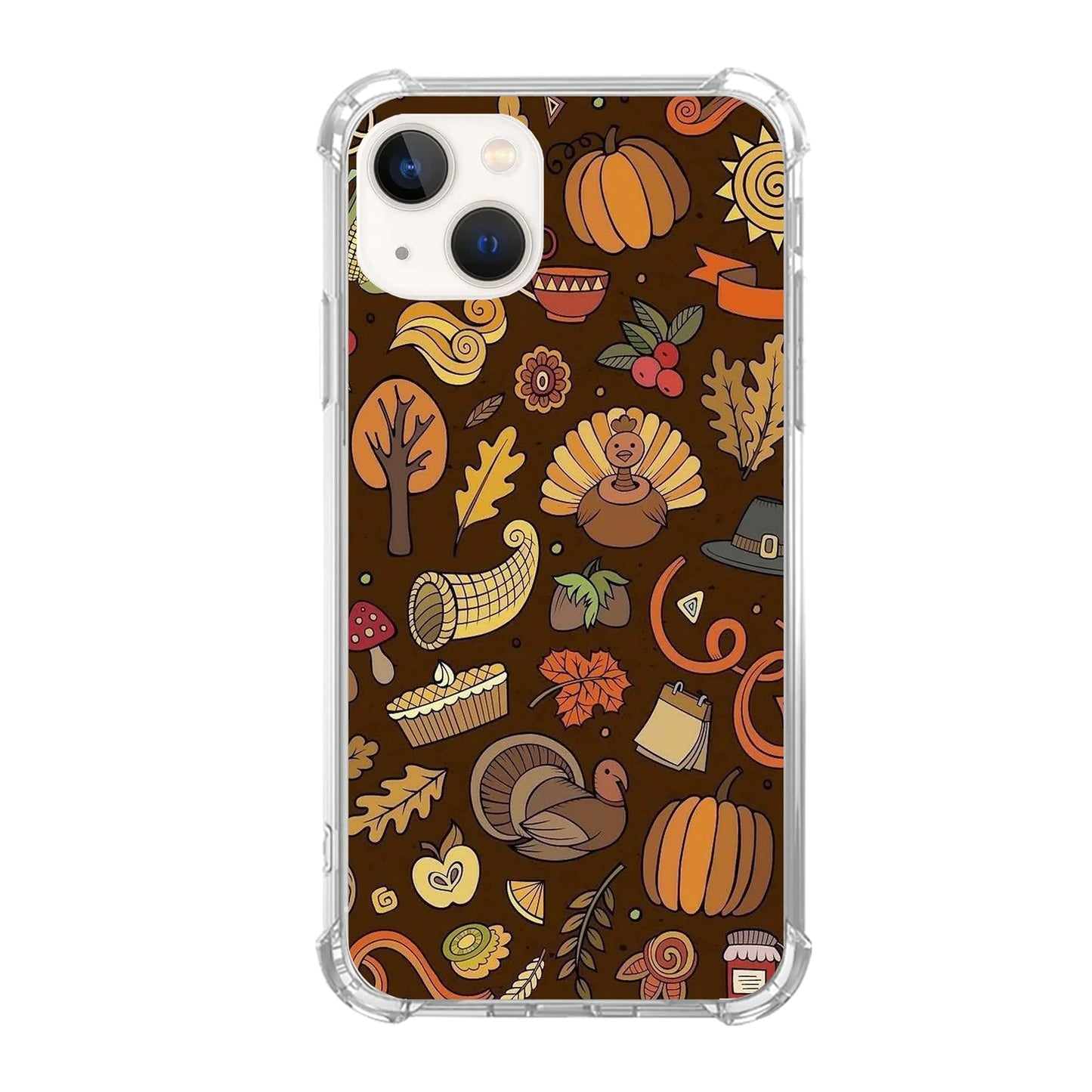Hagkou Autumn Thanksgiving Phone Case Compatible with iPhone 15 Cute Turkey Pumpkin Leaves Cover for iPhone 15 Cool Cute TPU Bumper Phone Case Cover for iPhone 15