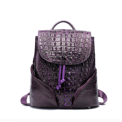Ancient Style Solid Color Crocodile Pattern Backpack