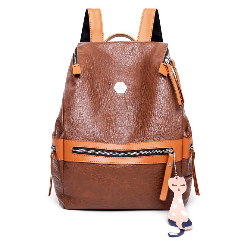 Large Capacity Soft PU Leather Travel Backpack