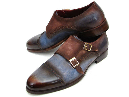 Image of Paul Parkman Mens Captoe Double Monkstrap Antique Blue Brown Suede Id 045An14 658974393 from Edmene LLC