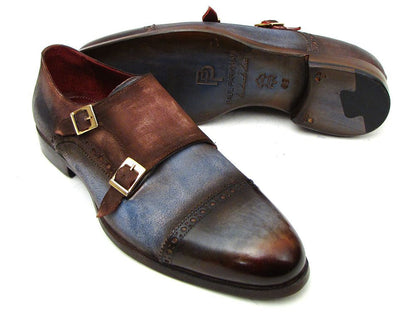 Image of Paul Parkman Mens Captoe Double Monkstrap Antique Blue Brown Suede Id 045An14 658974393 from Edmene LLC