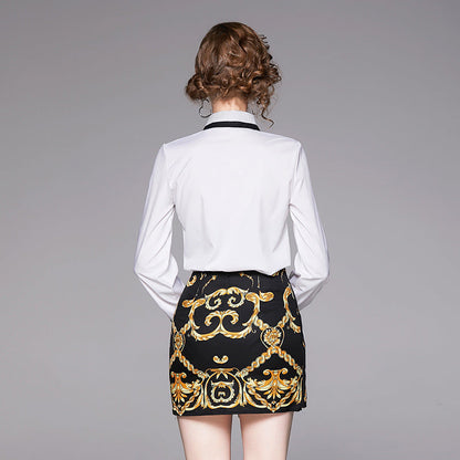 SweetCharm™ – 2-Piece Long Sleeve Top & Mini Skirt Set