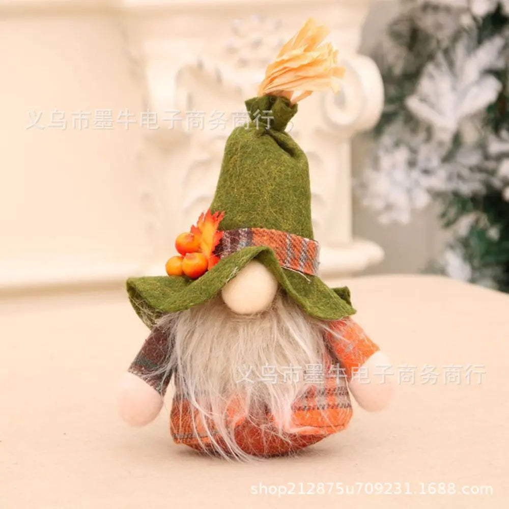 Thanksgiving Couple Figurines with Maple Leaves Decor