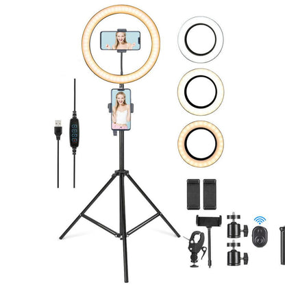 Image of LED Ring Light With Phone Tripod Stand Kit 10" from Edmene LLC