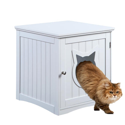 Image of Cat House And Litter Box Enclosure Nightstand White 489974868 from Edmene LLC