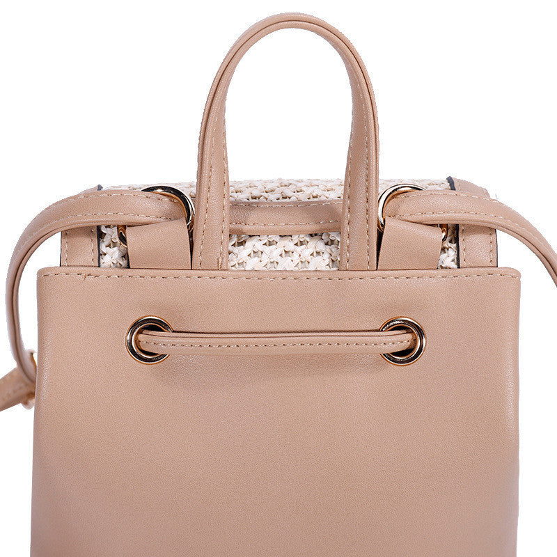 Bellique™ – Woven PU Leather Backpack with Fur Accent