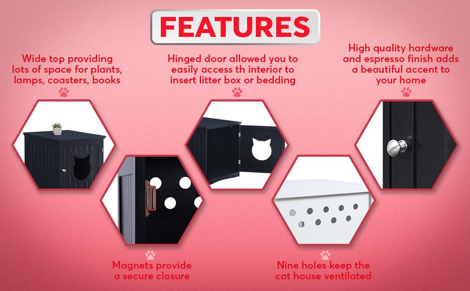 Image of Cat House And Litter Box Enclosure Nightstand White 489974868 from Edmene LLC