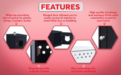 Image of Cat House And Litter Box Enclosure Nightstand White 489974868 from Edmene LLC