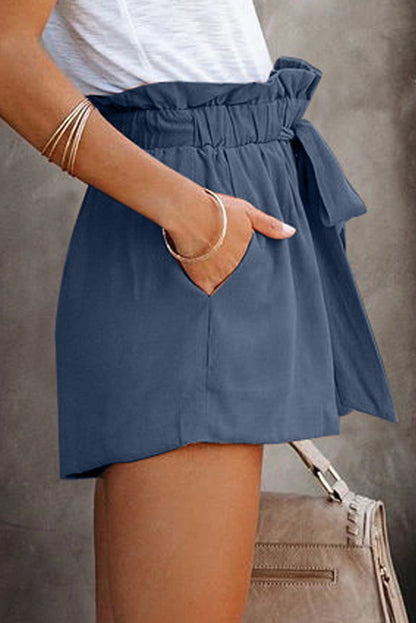 Image of Ruffled Tied Waist Solid Shorts 1099918618 from Edmene LLC