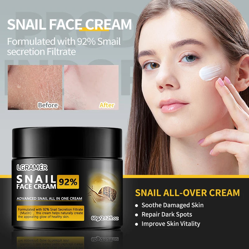 Image of Anti Wrinkles Snail Face Cream Collagen Moisturizing Nourish Repair Face Damaged Lift Firm Smooth Bright Whitening Skin Care from Edmene LLC