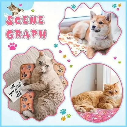 Image of Pet Blanket Flannel Cute Dog Paw Print Pattern Warm And Comfortable Soft Cozy Blanket Mat For Dogs Cats Puppies Kittens Home Use from Edmene LLC
