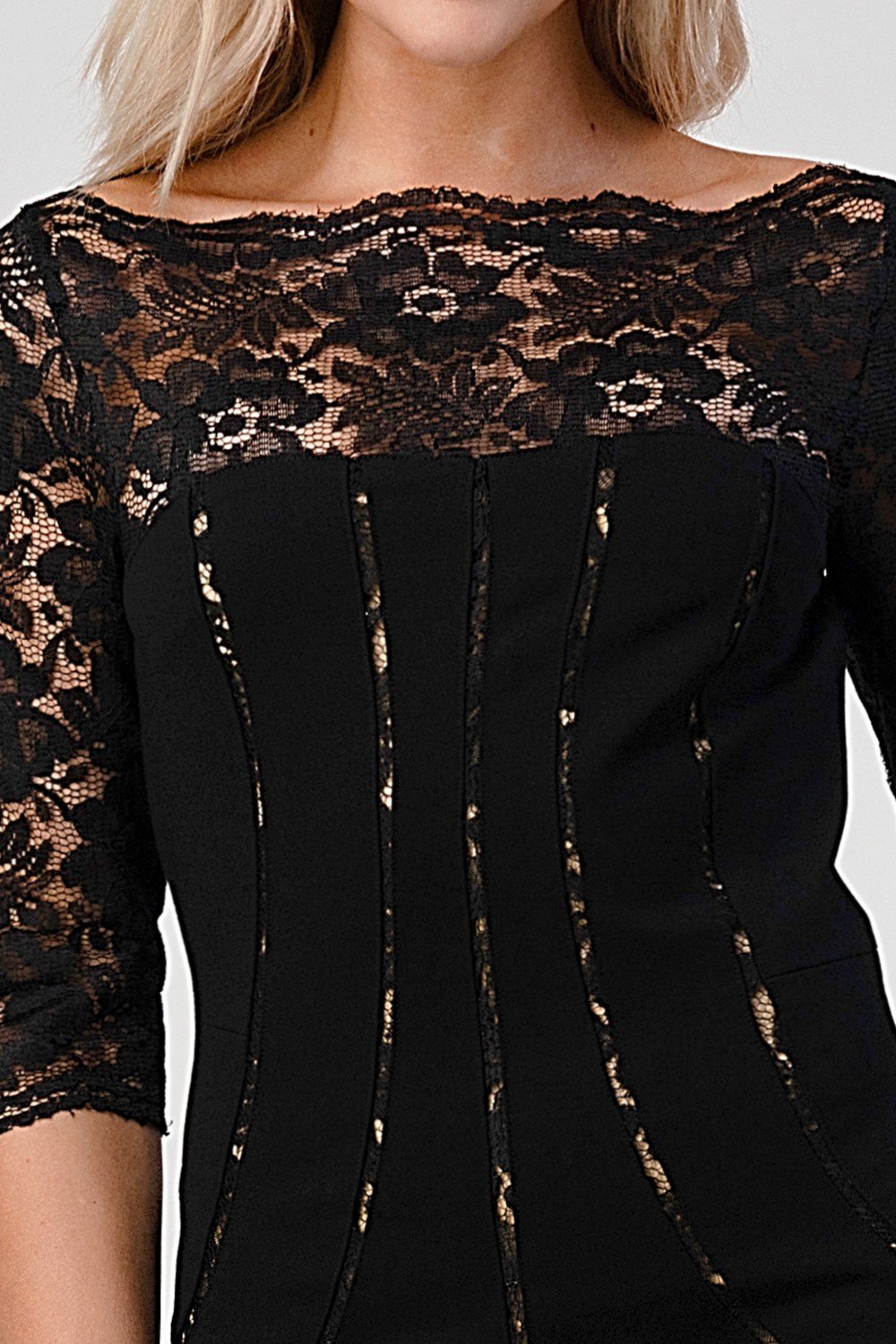 Image of Lace Overlay Bodycon Dress Elegant And Sophisticated 950984391 from Edmene LLC