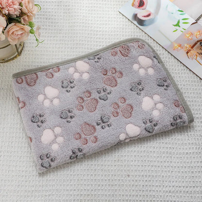 Image of Pet Blanket Flannel Cute Dog Paw Print Pattern Warm And Comfortable Soft Cozy Blanket Mat For Dogs Cats Puppies Kittens Home Use from Edmene LLC