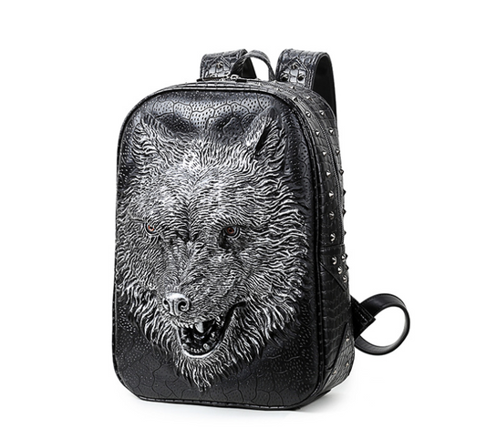 3D Wolf Head Korean Edition Backpack