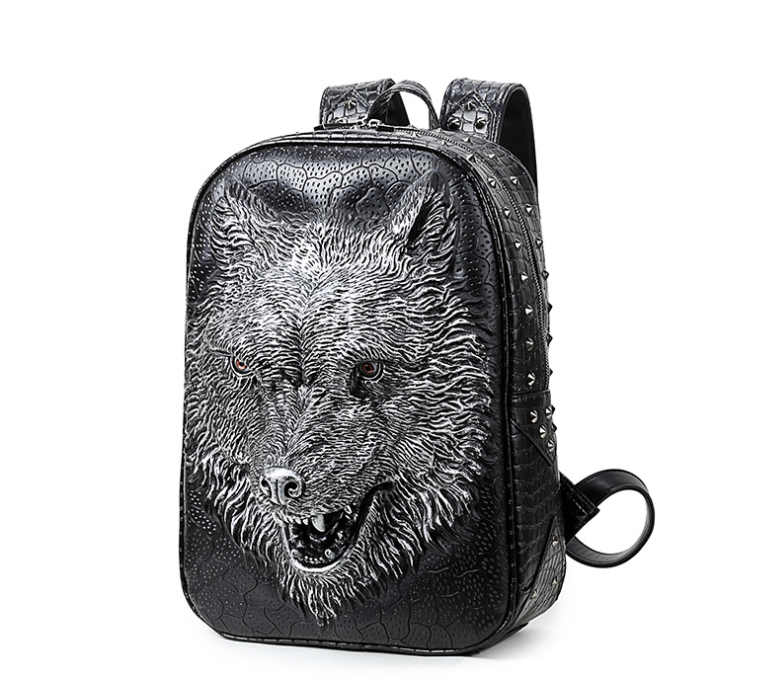 3D Wolf Head Korean Edition Backpack