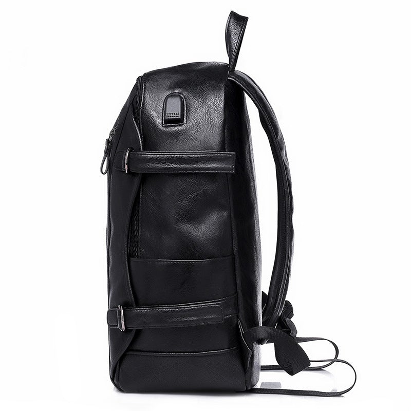 Leisure PU Large Capacity Backpack For Men And Women
