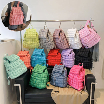 Image of Candy Color Quilted Women Backpack Puffy Down Padded Scho... from Edmene LLC