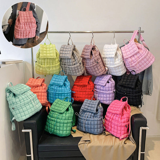 Image of Candy Color Quilted Women Backpack Puffy Down Padded Scho... from Edmene LLC
