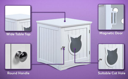 Image of Cat House And Litter Box Enclosure Nightstand White 489974868 from Edmene LLC