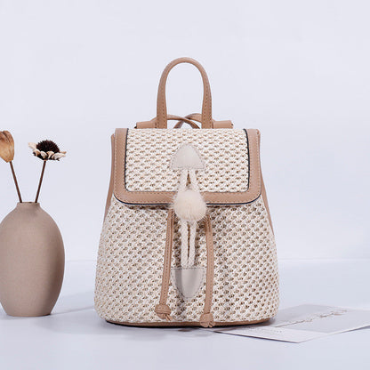 Bellique™ – Woven PU Leather Backpack with Fur Accent