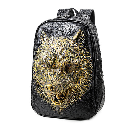 3D Wolf Head Korean Edition Backpack